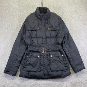 C. WONDER Womens Puffer Jacket Size Small Quilted Black Belted Down Filled Coat‎